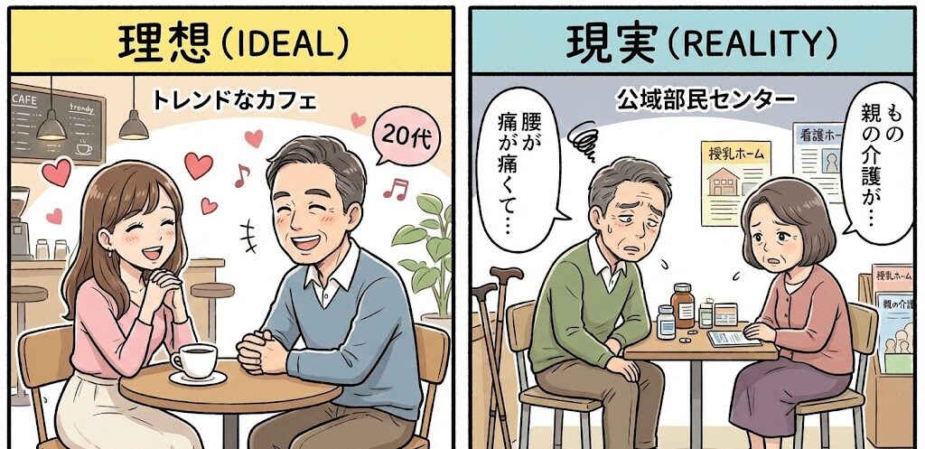 「理想」と「現実」の比較図