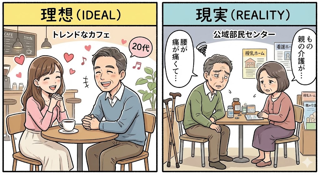 「理想」と「現実」の比較図