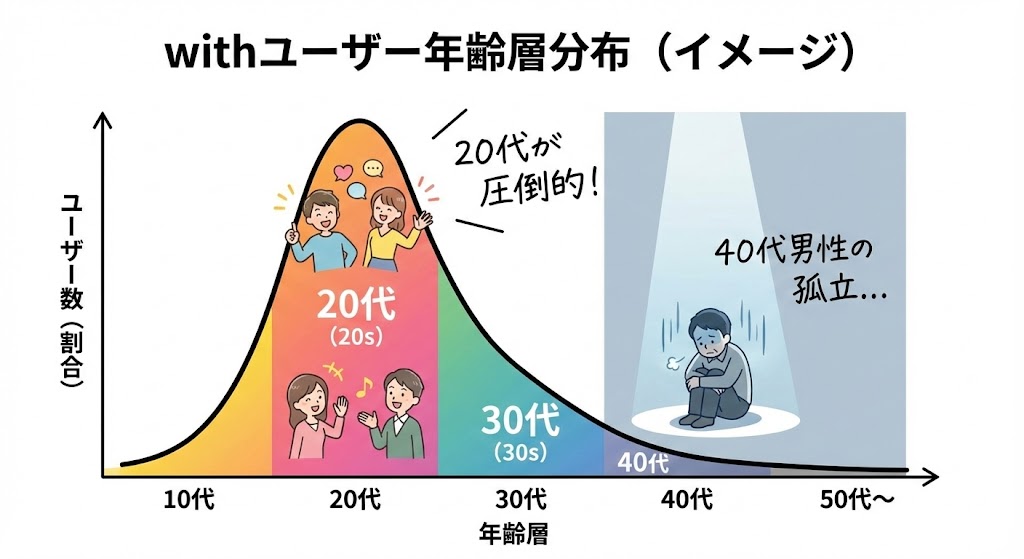 withのユーザー年齢層分布図（イメージ）