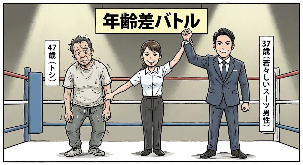 年齢差バトルを描いたイラスト