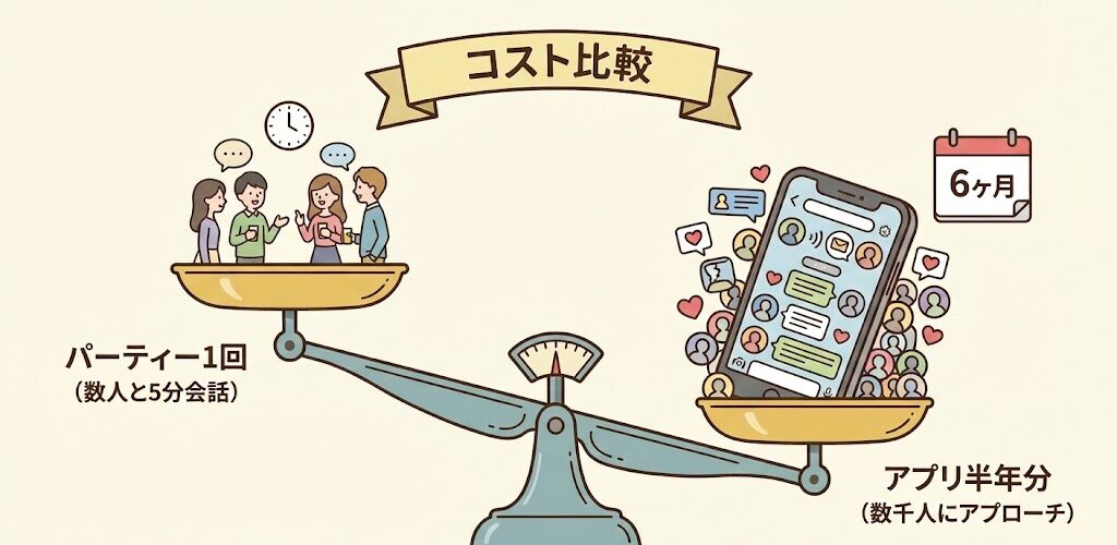 コスト比較の天秤イラスト