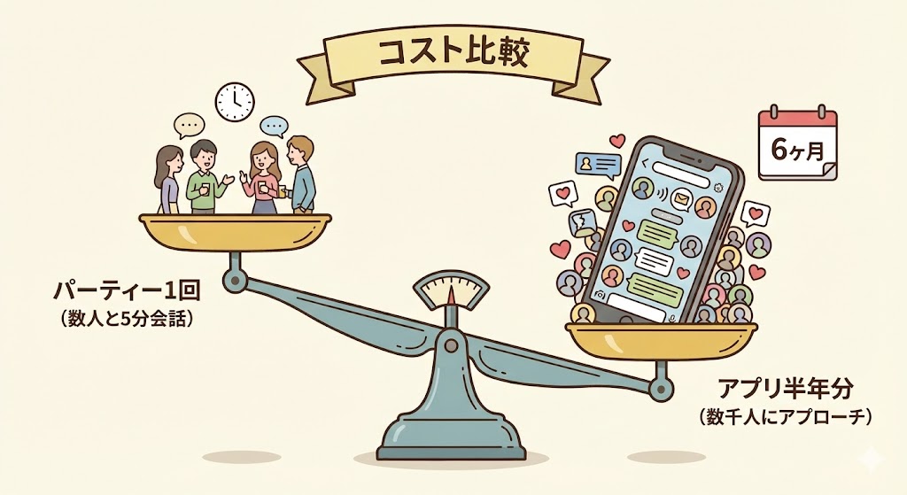 コスト比較の天秤イラスト