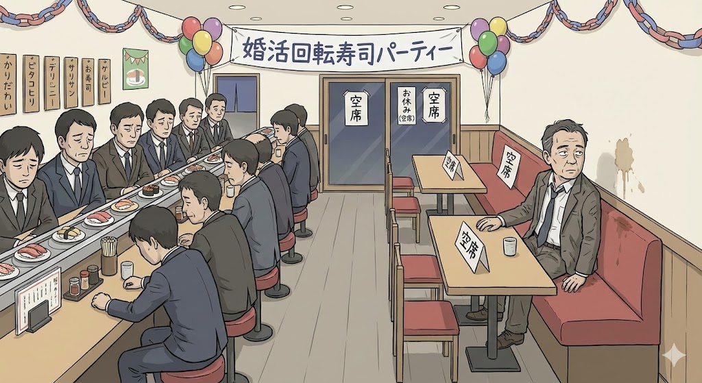 回転寿司スタイルのパーティー会場