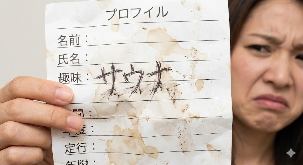 汚い手書きのプロフィールカードのアップ