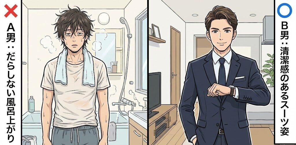 A男とB男の比較イラスト