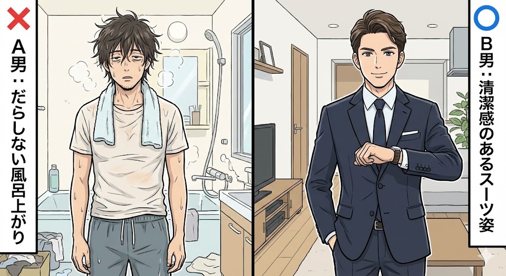 A男とB男の比較イラスト