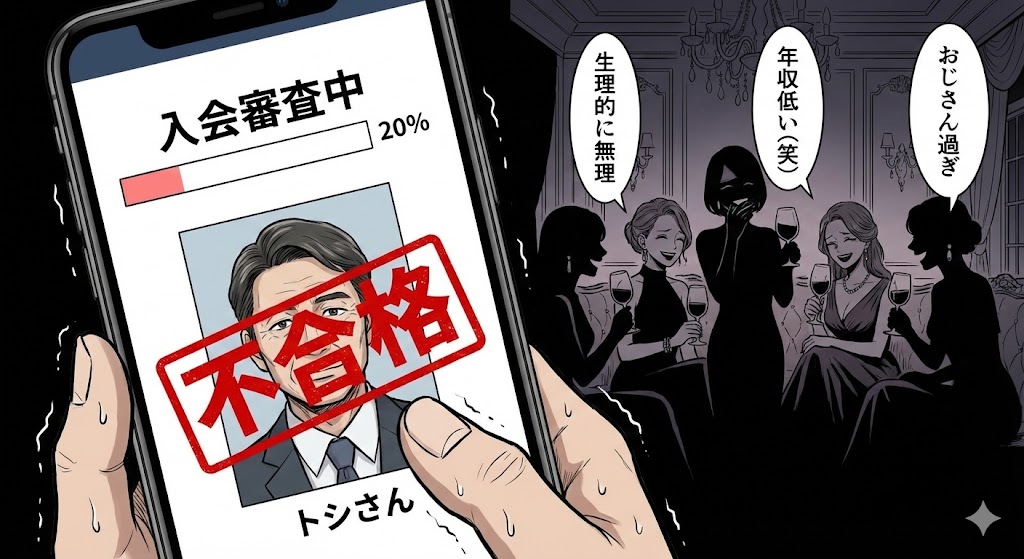 スマホ画面のイラスト。
画面には入会審査中の文字と、進捗バーが表示されている。