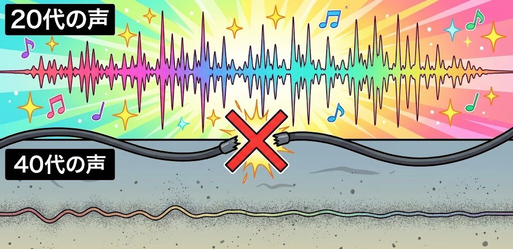 音波の波形グラフのイラスト。
