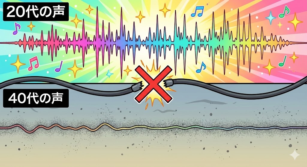 音波の波形グラフのイラスト。