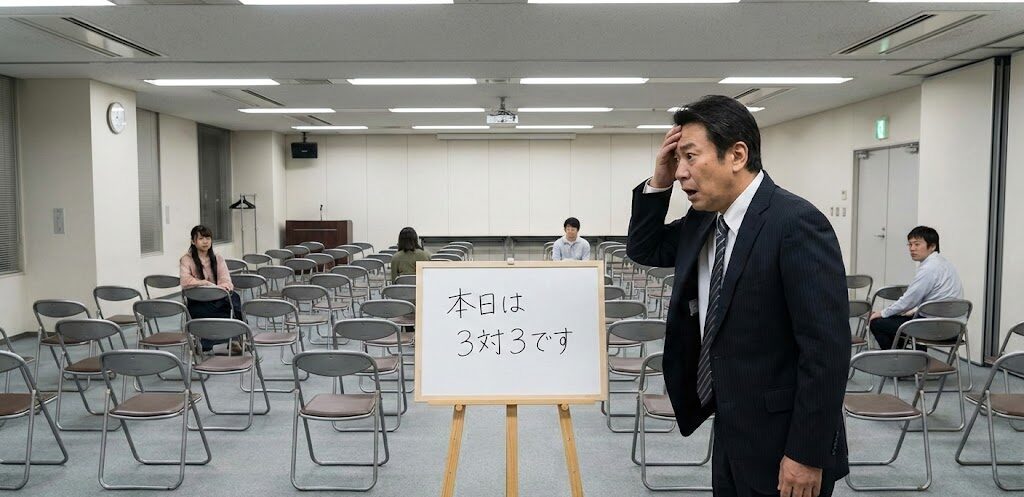 ガラガラのパーティー会場の図。