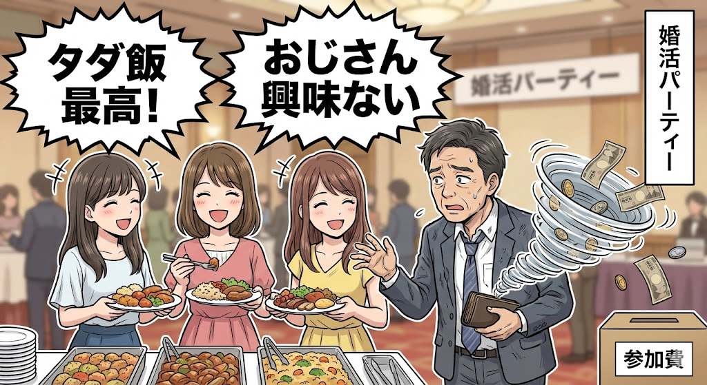 ビュッフェ台の前の攻防。