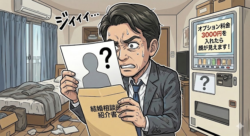 手元に届いた封筒（紹介書）を開けるトシさん。