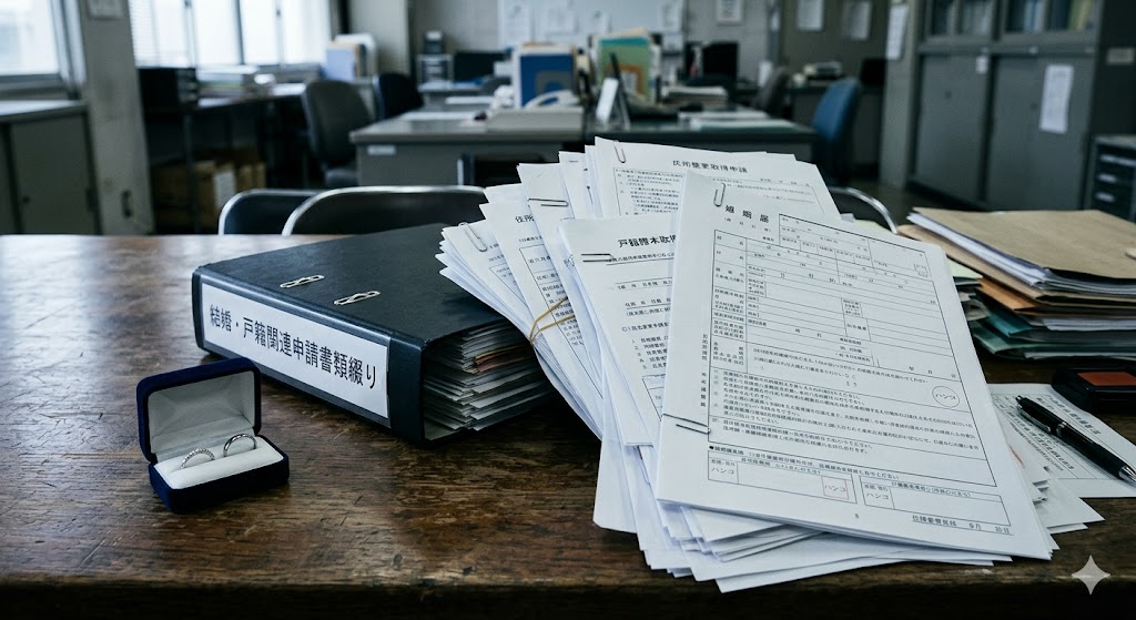 テーブルの上に置かれた結婚指輪