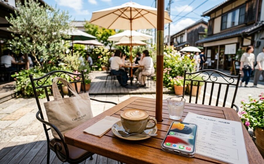オープンカフェのテラス席