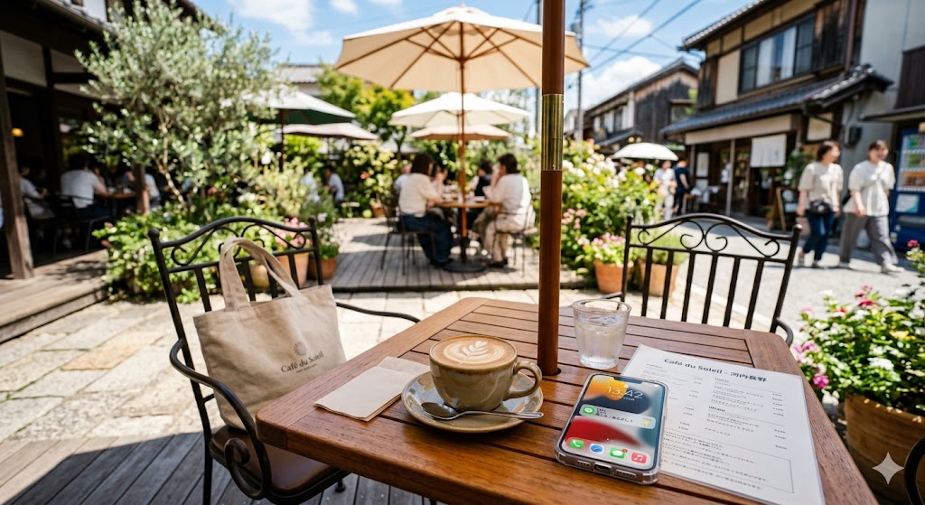 オープンカフェのテラス席