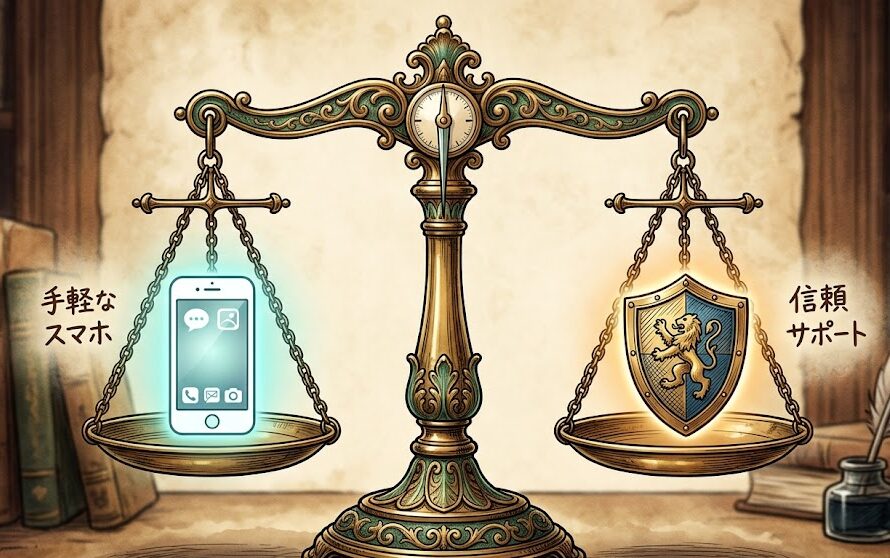 アンティーク調の天秤のイラスト。